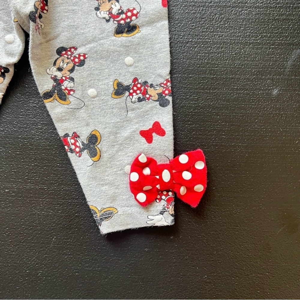 Disney Minnie Mouse Gray Polka Dot Bow Ankle Leggings Baby Size 3 Months - Picture 5 of 6